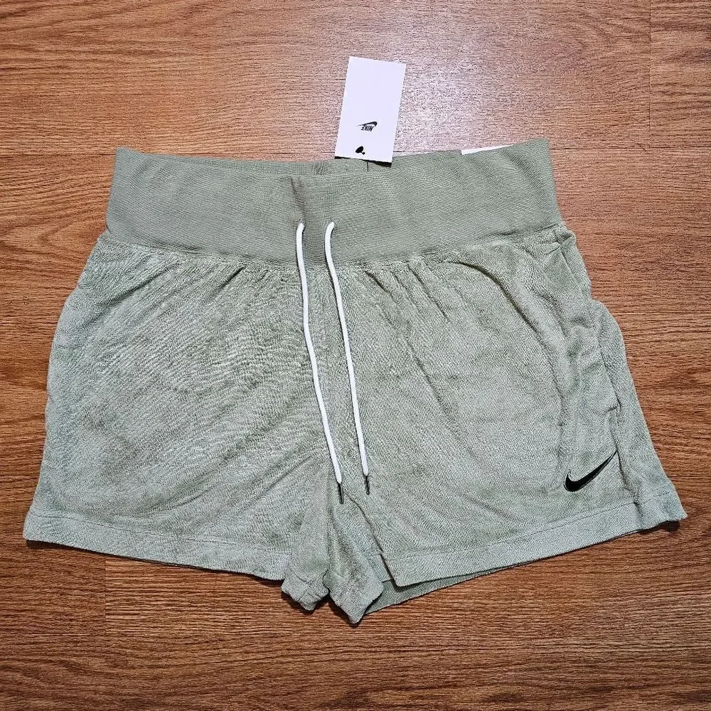 Nike Sportswear NSW Terry Shorts Green Cargo Khaki Women's Large L DV7822-386